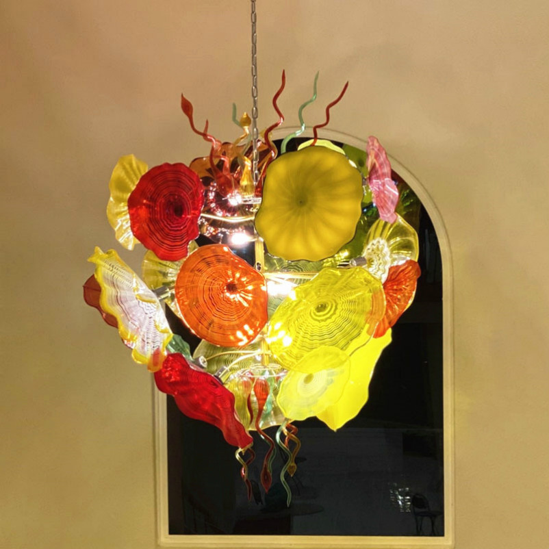 Brilliant Italian Art Deco Murano glass chandelier, 52-inch handmade blown glass lighting for living rooms