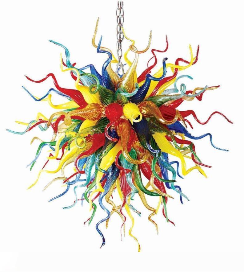 Brilliant multicolored chandelier spheres for contemporary villa living room decor, featuring 100% handcrafted blown glass LED Murano lighting