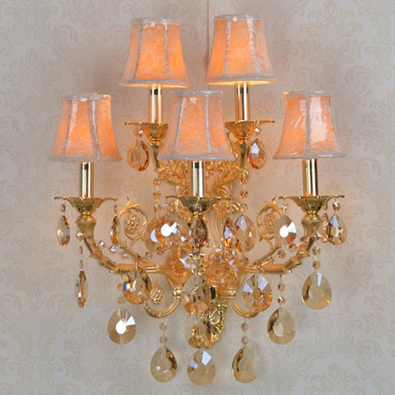 Brushed aluminum crystal wall sconce lighting for indoor and outdoor spaces