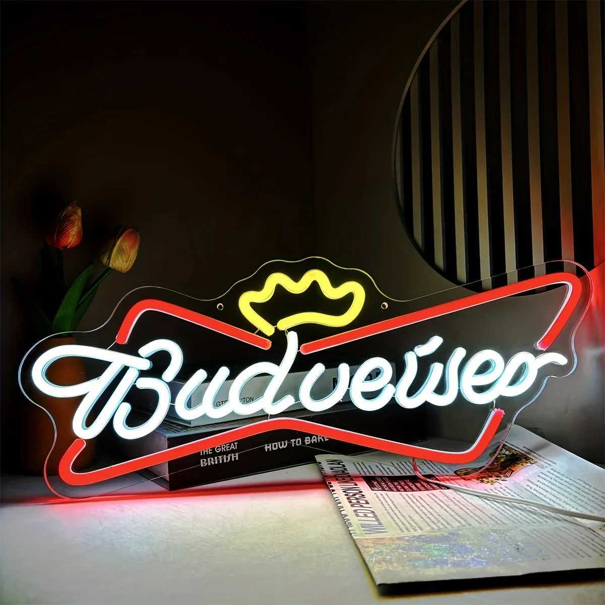 Budweiser neon lights - vibrant LED wall decor ideal for beer parties, festivals, birthdays, and home ambiance
