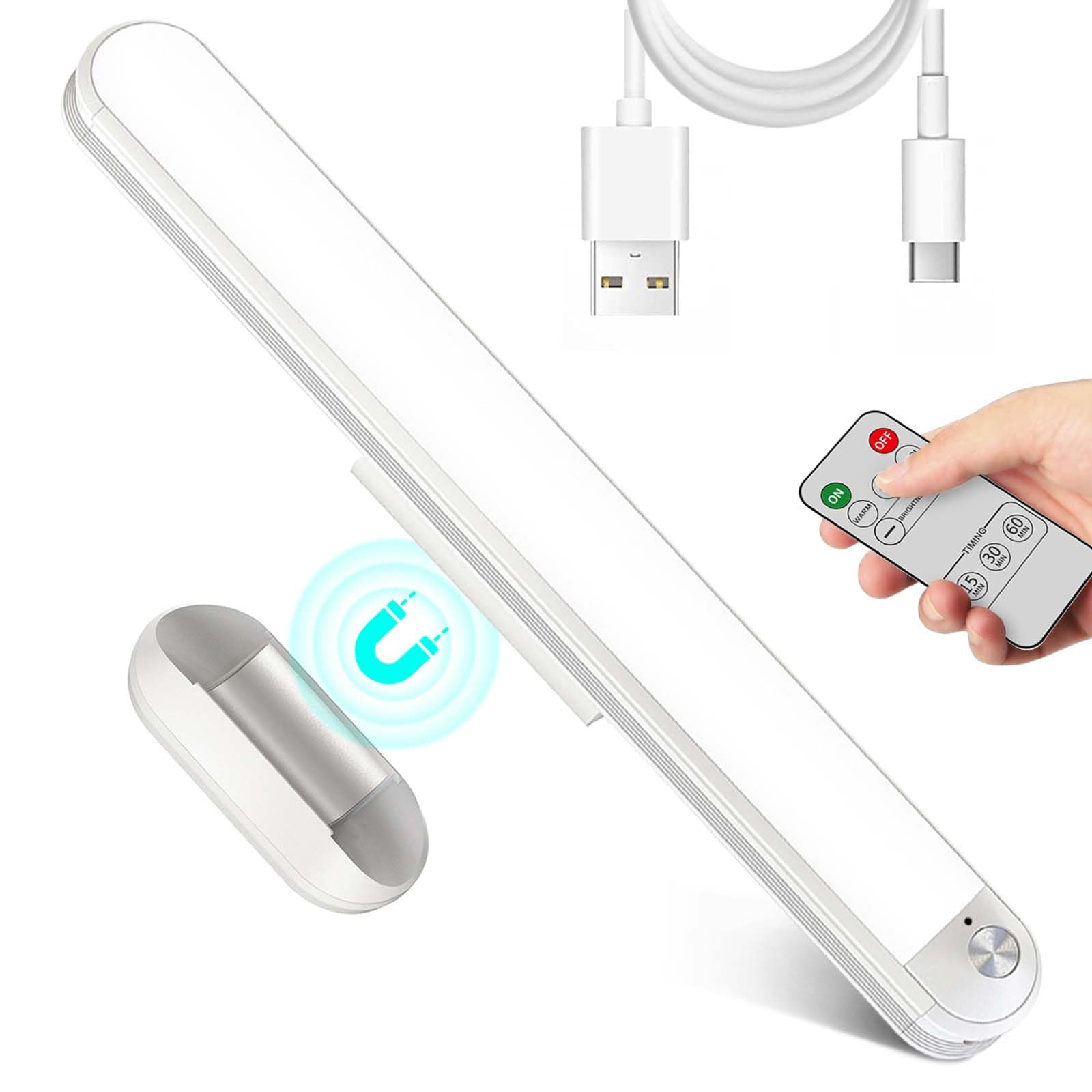 Bunk Bed Lights, 3 Colors Dimmable Touch 30 Led Light Bar with Remote Stick on Night Lamp for Kids, Wall Reading, Headboard, Bedroom, Rechargeable U