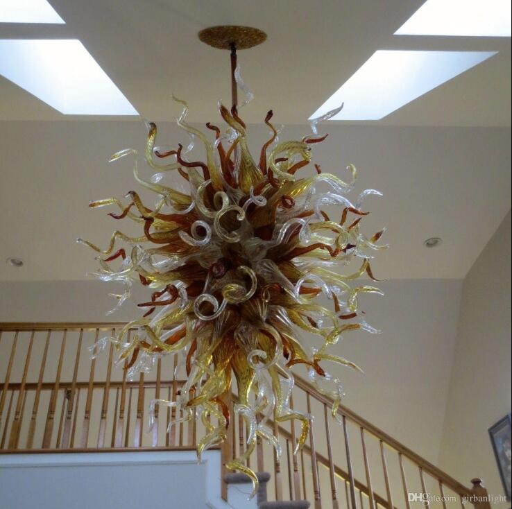 Ceiling decorative handmade blown glass chandelier with CE and UL certification, modern art glass home decor featuring LED lighting