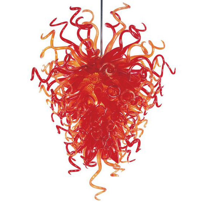 Chihuly-inspired red Murano glass chandelier with modern LED lighting, CE and UL certified for home decoration