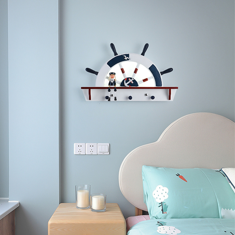 Children's bedroom wall lamp with cartoon design for bedside, hallway, or staircase lighting, featuring American-style LED eye protection and decorative sconce