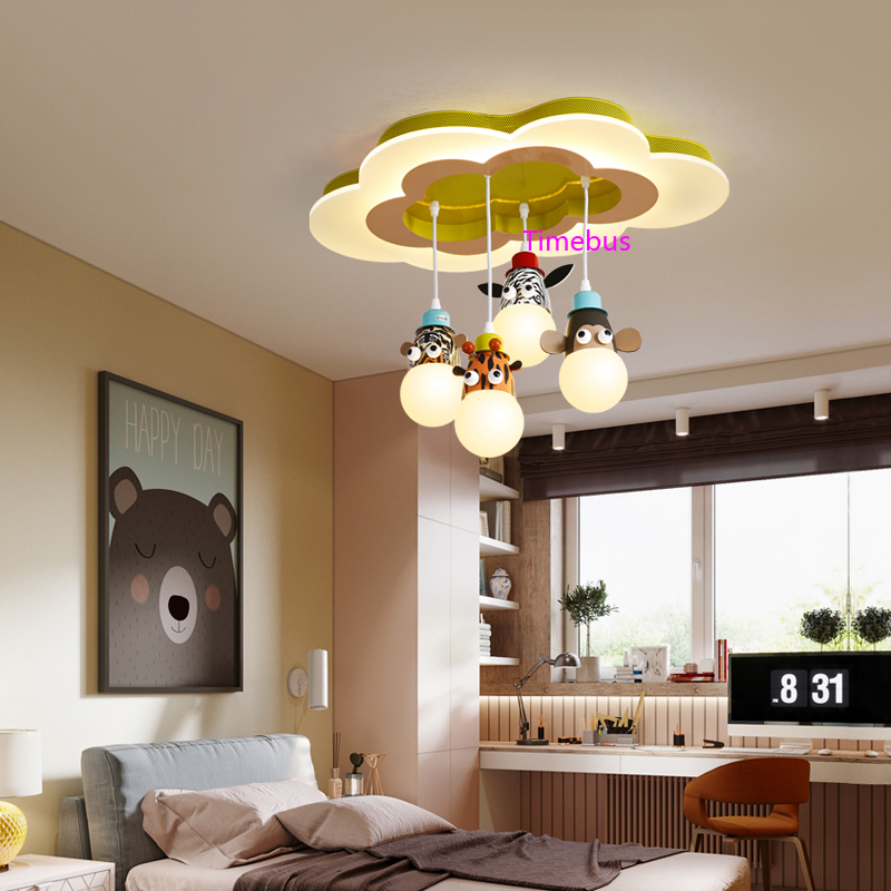 Children's cartoon pendant light for study bedroom, creative hanging lamp for restaurants, kindergarten, and library LED chandeliers