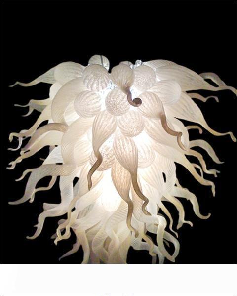 China Factory-outlet Handmade Blown Glass Chandelier Light White Murano Glass Art Decorative Ceiling Hanging LED Chandelier