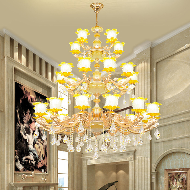 Chinese Ceramic Chandelier Lamp for Villas, Hotels, and European Restaurants