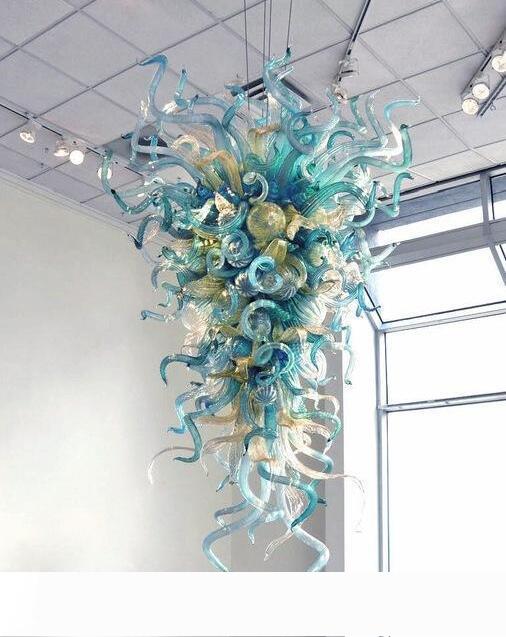 Chinese Modern Blue Crystal Chandelier - Elegant Large Restaurant Lighting at Affordable Prices
