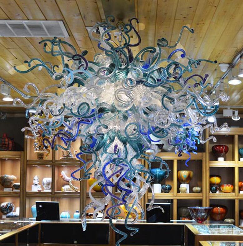 Christmas Decor Antique Glass Chandelier Lamps for Living and Dining Rooms, Venetian Murano Style Pendant Lights