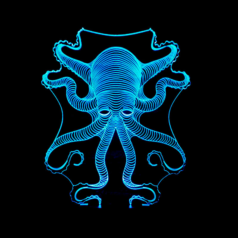 Christmas octopus night light with colorful remote, 3D touch lamp for festive decor and ambiance