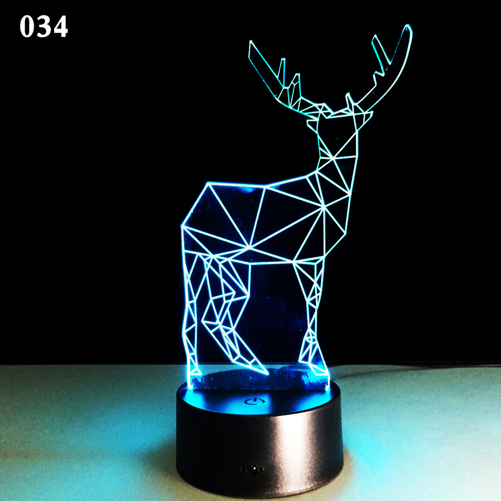 Christmas-themed 3D touch-activated LED fawn night light for festive ambiance