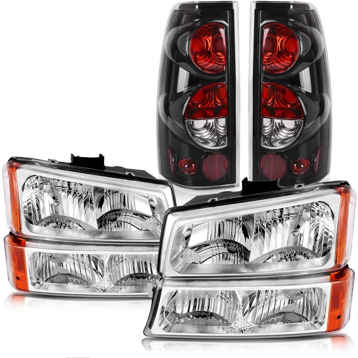 Chrome housing headlight and taillight assembly for 2003-2006 Chevrolet Silverado 1500/2500HD models