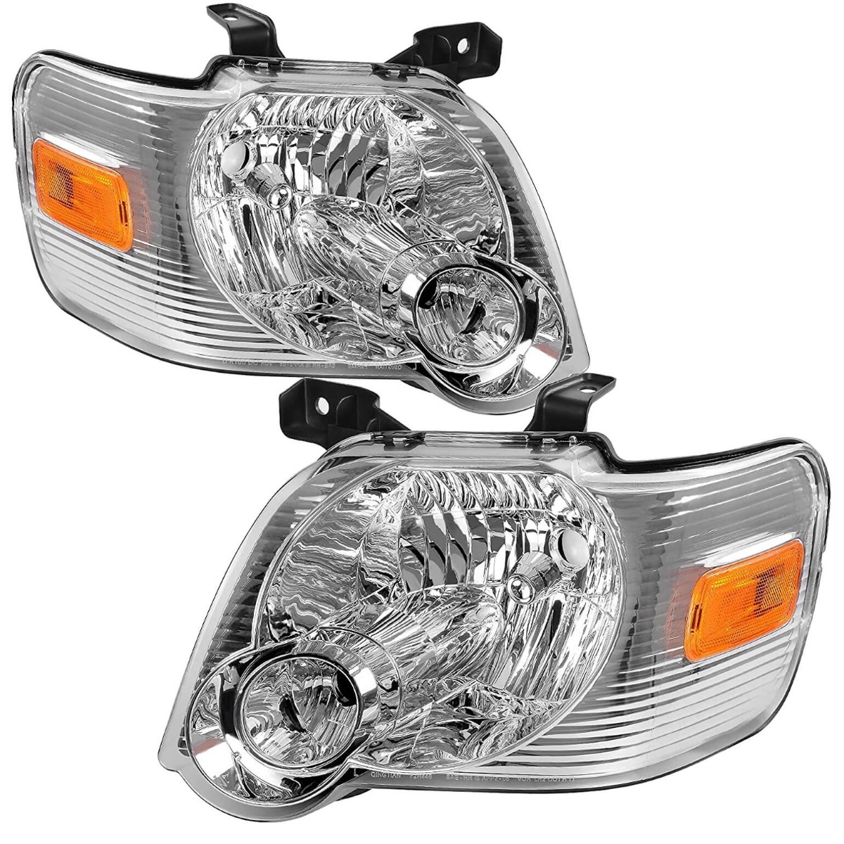 Chrome housing headlight assembly for 2006-2010 Ford Explorer featuring amber reflector