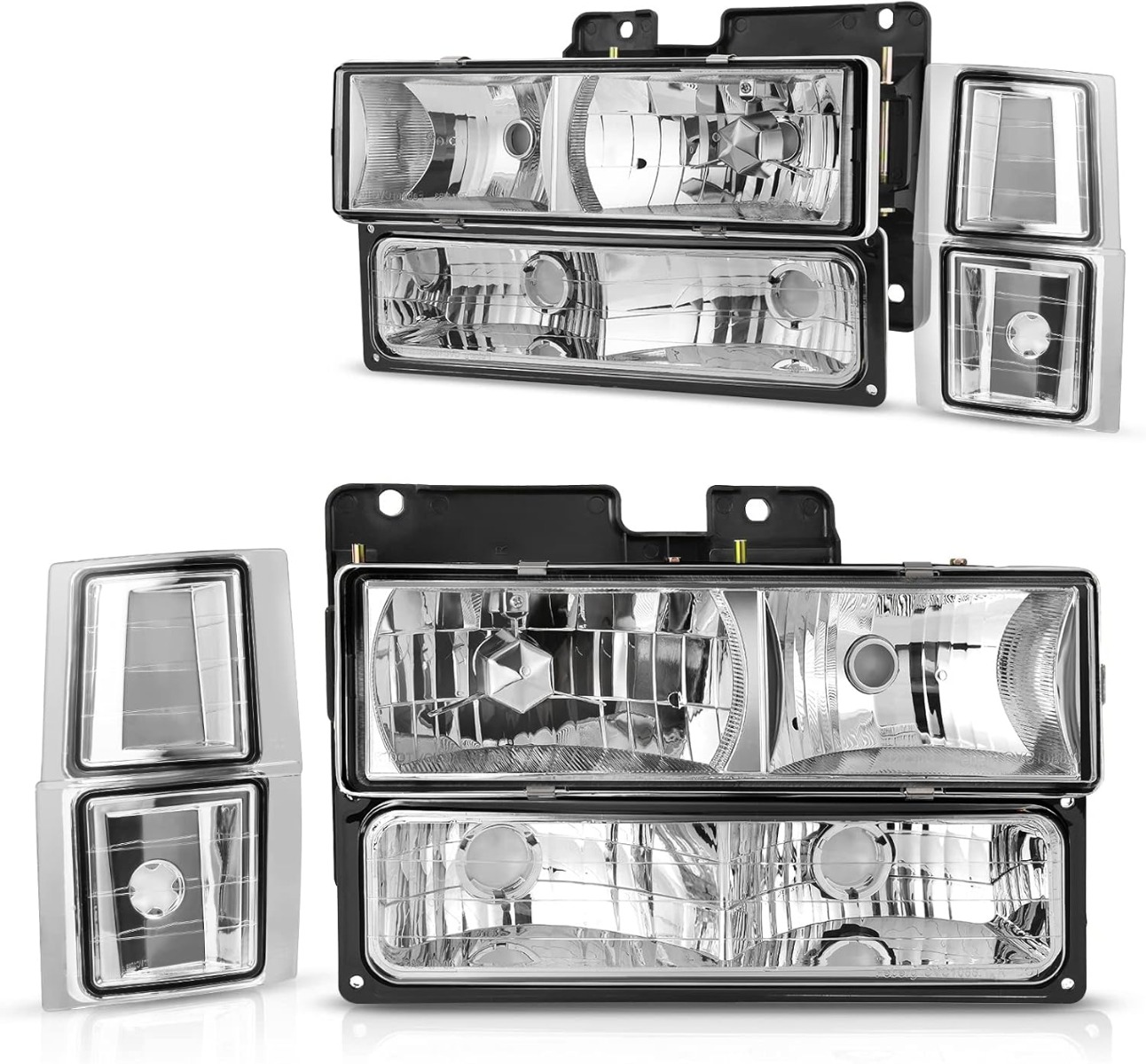 Chrome housing headlights with corner and side lights for 1994-1999 Chevy C/K Pickup trucks