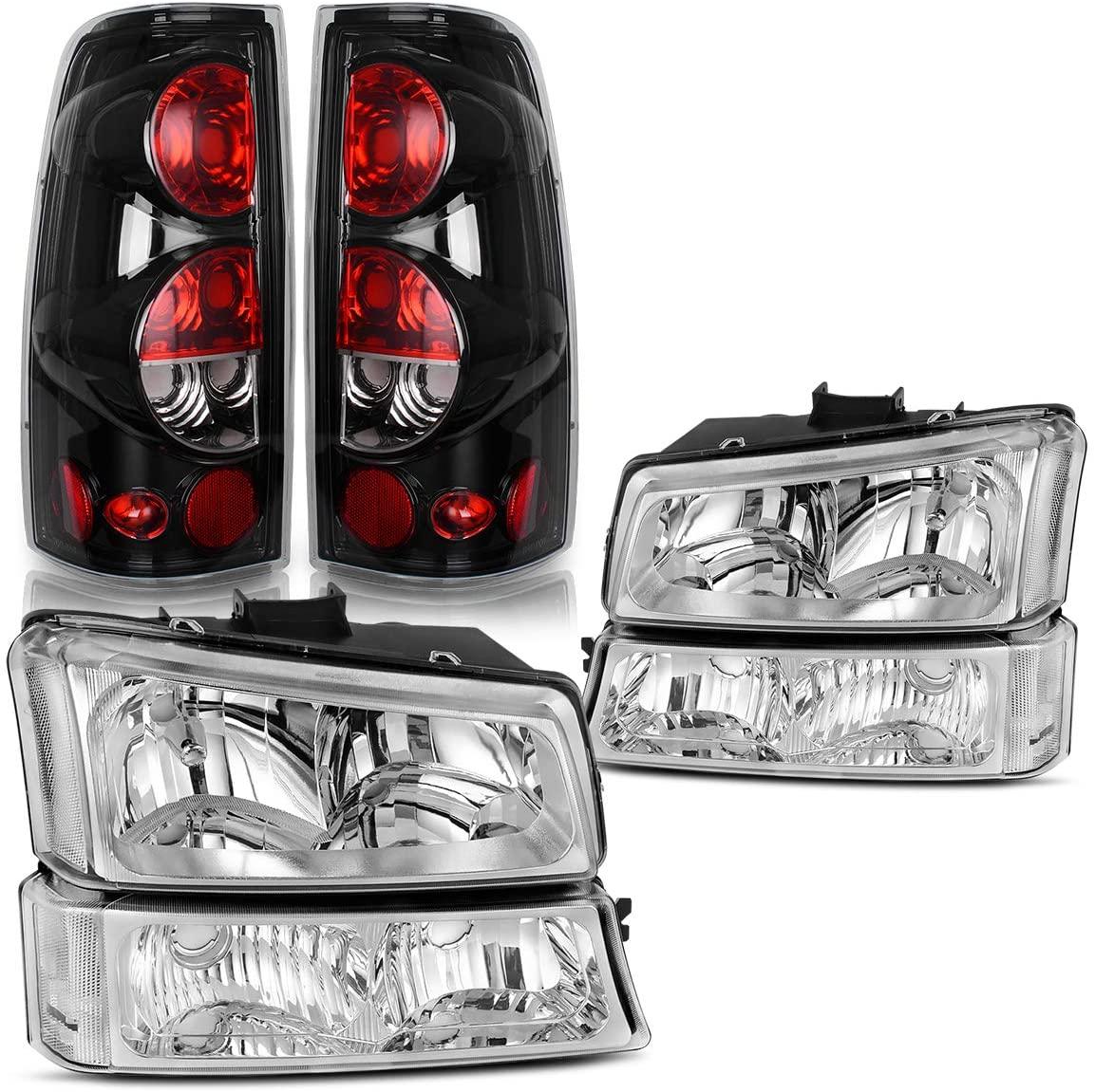 Chromed headlights and black tail lights for 2003-2006 Chevy Silverado