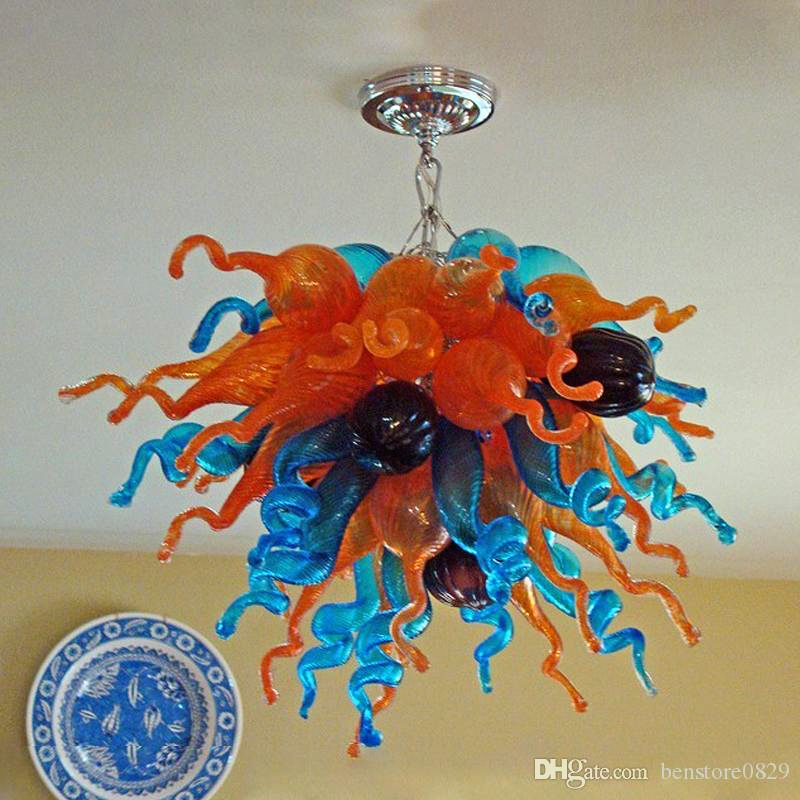 Classic modern LED chandelier with art glass design for bedroom or living room lighting