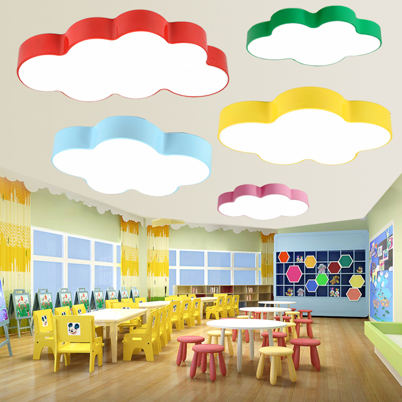 Cloud LED ceiling light for kids' rooms, modern and simple design, ideal for bedrooms, kindergartens, and playgrounds with creative cartoon surface mounting