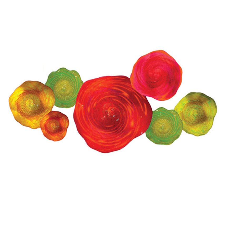 Colored Lamps Orange Yellow Green Color Modern Murano Plate for Hanging Blown Glass Abstract Wall Art Lights