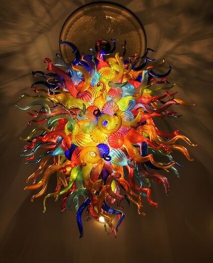 Colorful hand-blown glass pendant lamps with LED lighting for stylish home decor