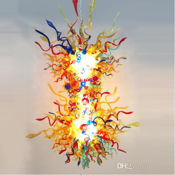 Colorful large chandelier lighting for elegant stair and villa decor