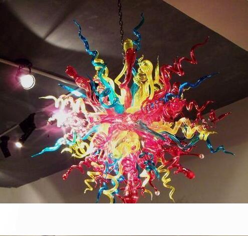 Colorful LED pendant chandeliers in American style with hand-blown glass, ideal for cafes, restaurants, and home living spaces