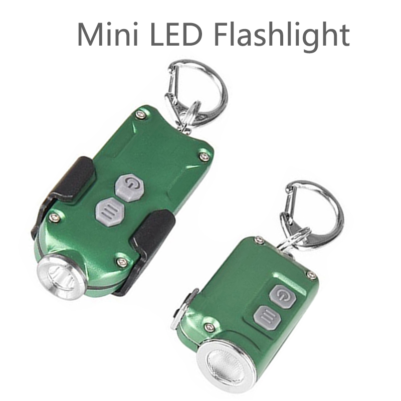 Compact keychain flashlight with dual switches, 4 modes, USB rechargeable, ideal for nighttime walks