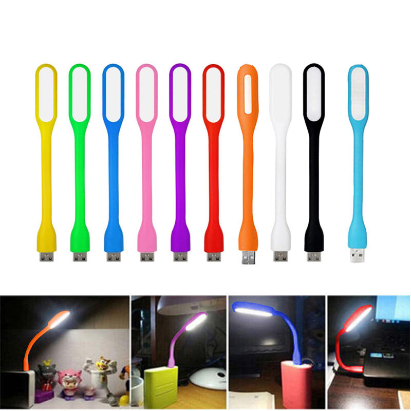 Compact USB-powered 6-LED reading light with adjustable flexible arm for mobile devices and laptops