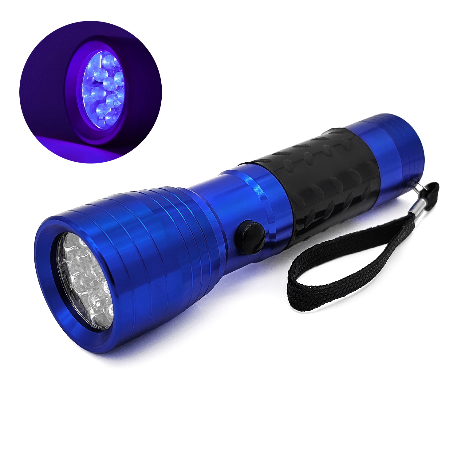Compact UV flashlight with 14 LEDs, portable for nail gel curing in 365nm-395nm range