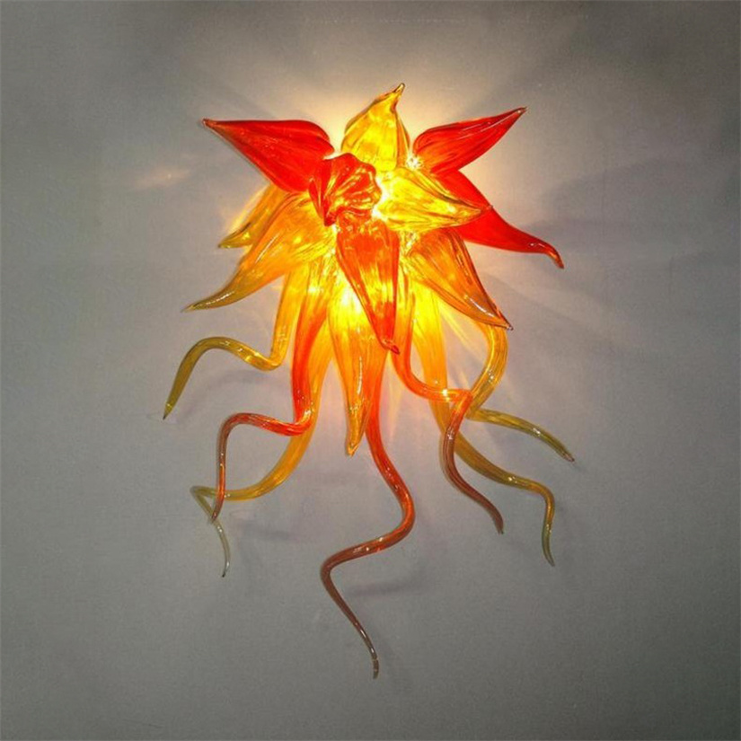 Contemporary Amber Elegant Lamps 30x50cm Nordic Craft Design 100% Handblown Borosilicate Glass Wall Sconce