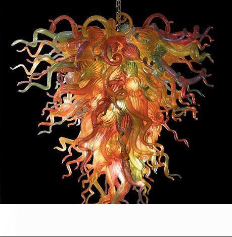 Contemporary colorful LED glass chandelier with modern energy-efficient design for large spaces like villas and churches