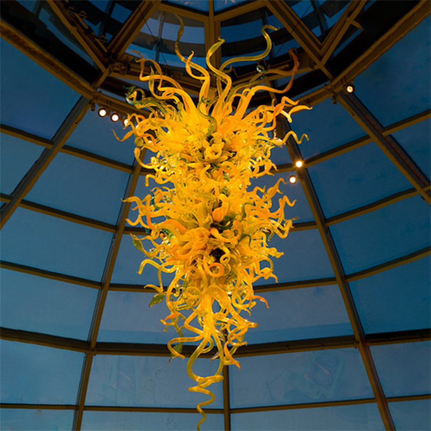 Contemporary crystal chandelier featuring hand-blown glass for elegant living room lighting and home decor