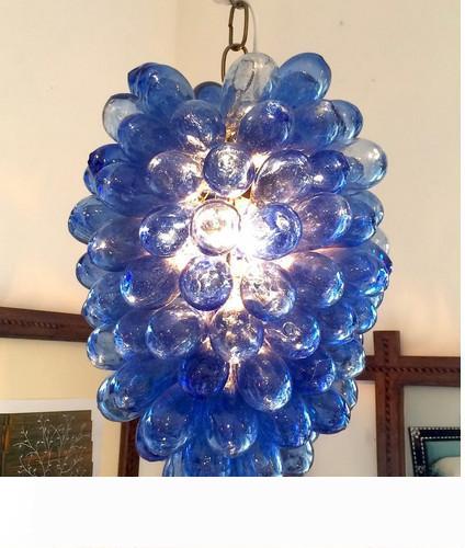 Contemporary European-style bubble glass chandelier with LED bulbs and delicate Moroccan-inspired colors