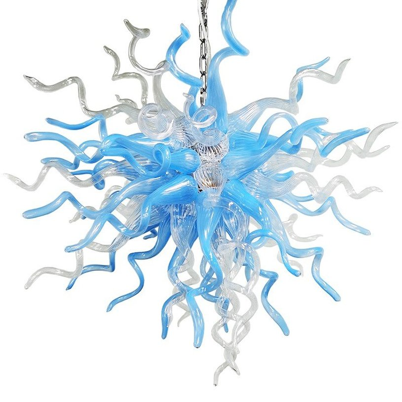 Contemporary hand-blown Murano glass chandelier lamp customized for energy-efficient home lighting decor