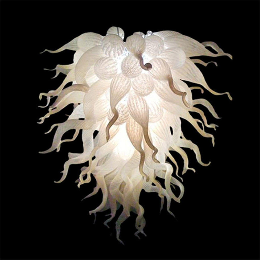 Contemporary handmade blown glass chandeliers in elegant white for living rooms and wedding decor