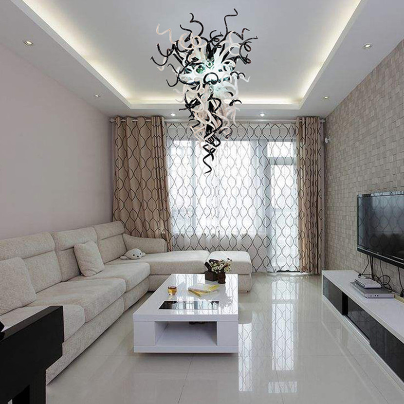 Contemporary Italian pendant lamps with colorful Murano-style hand-blown glass for lobby and home decor