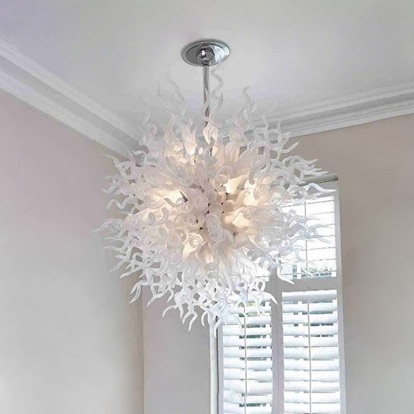 Contemporary LED ceiling light with handcrafted glass shade, ideal for living rooms and bedrooms