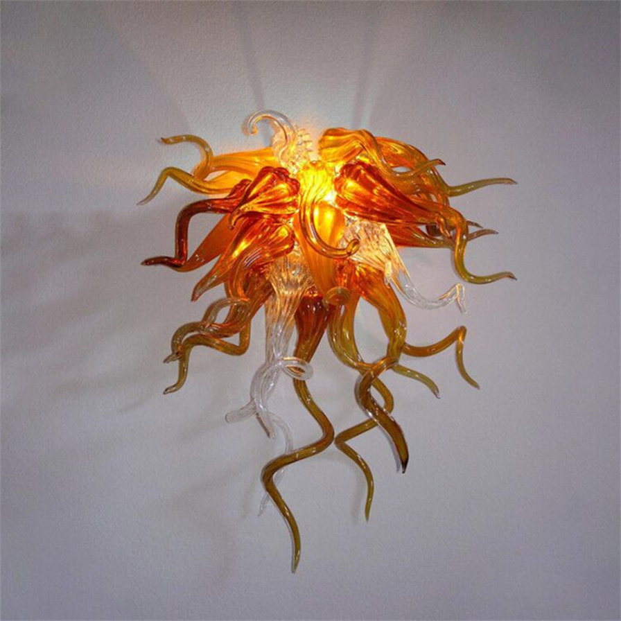 Contemporary Murano-style amber lamps for home and office decor, measuring 50cm wide and 70cm tall