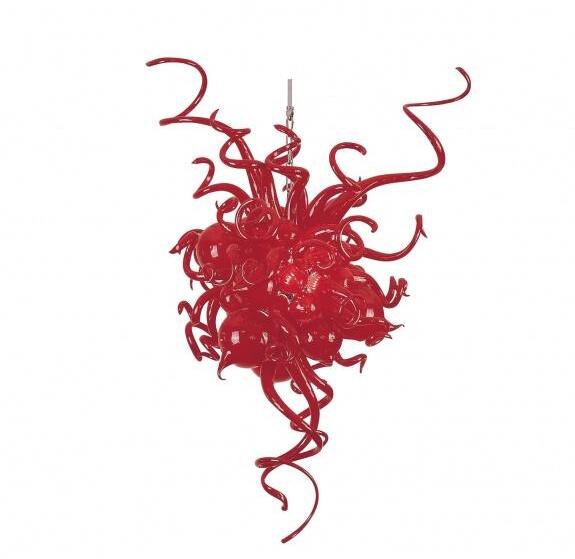 Contemporary red floral ceiling lamps featuring handcrafted Murano glass chandeliers with LED pendant lighting