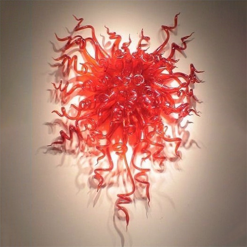 Contemporary retro decorative lamp in Murano red, 60x80cm, featuring antique-colored interior lighting, hanging art with modern abstract glass wall designs