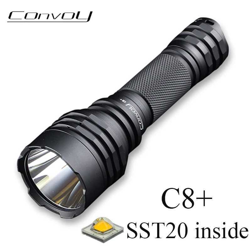 Convoy C8 Plus high-power LED flashlight with SST20 7135x8, 18650 battery, 12 sets, portable tactical work torch Z250422