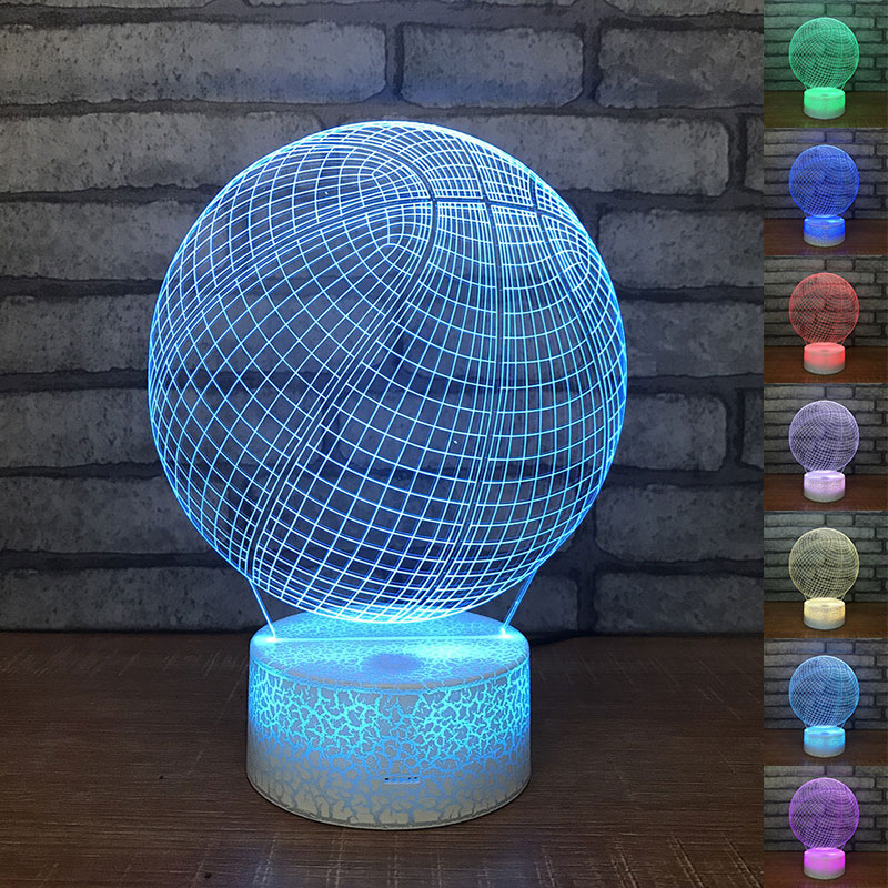 Creative 3D Basketball LED Night Light with Touch Control and 7-Color Changing for Desk or Party Decoration