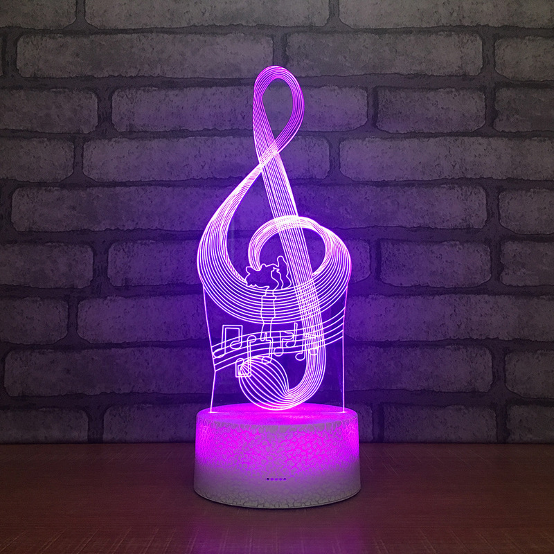 Creative 3D LED Music Note Lamp with 7 Color Changing Modes for Bedroom Lighting and Decor