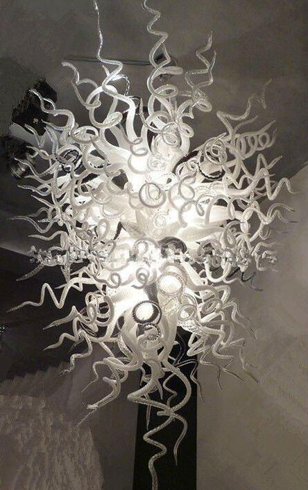 Creative Design Lamp Twist Pipe Chandeliers 100% Hand Blown Murano Glass Art Decor White Chandelier and Pendant Lamps
