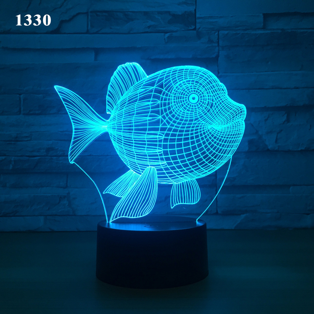 creative fish 3D small night light colorful touch lamps remote led lights Christmas atmosphere lamp