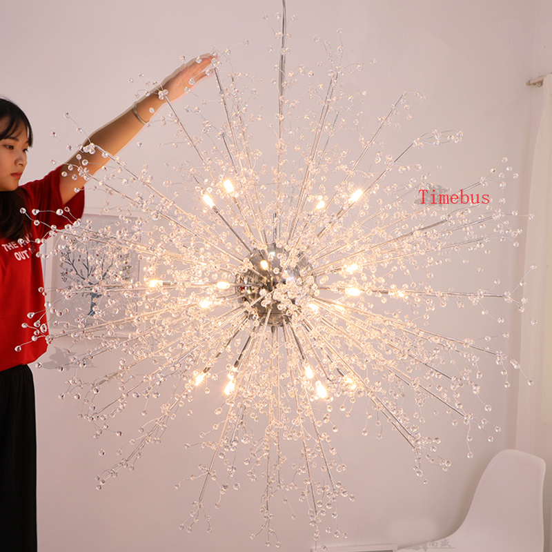 Creative hanging pellet lamp for modern living rooms, restaurants, clothing stores and cafes with crystal accents and LED lighting