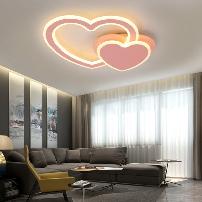 Creative LED rotating heart-shaped acrylic ceiling lights for romantic bedroom decor