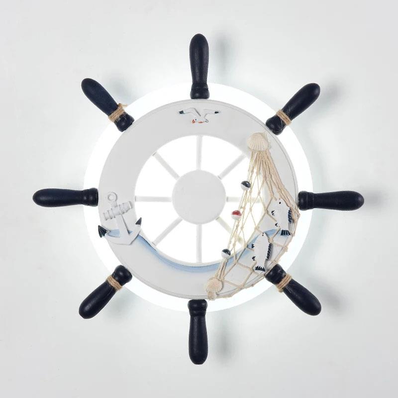 Creative LED wall lamp for kids' rooms, featuring a cartoon ship rudder design, perfect for bedroom, bedside, restaurant, or study lighting