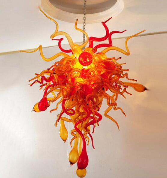 Creative LED-lit blown glass chandelier lamp in rustic style for casino, bar, church, or home decor