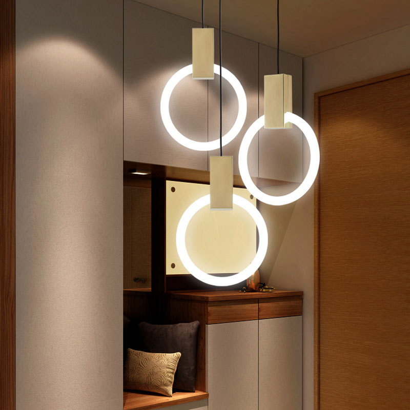 Creative Nordic-style duplex pendant lights, compact 3-head gold chandelier for restaurant, hotel, or bedside use