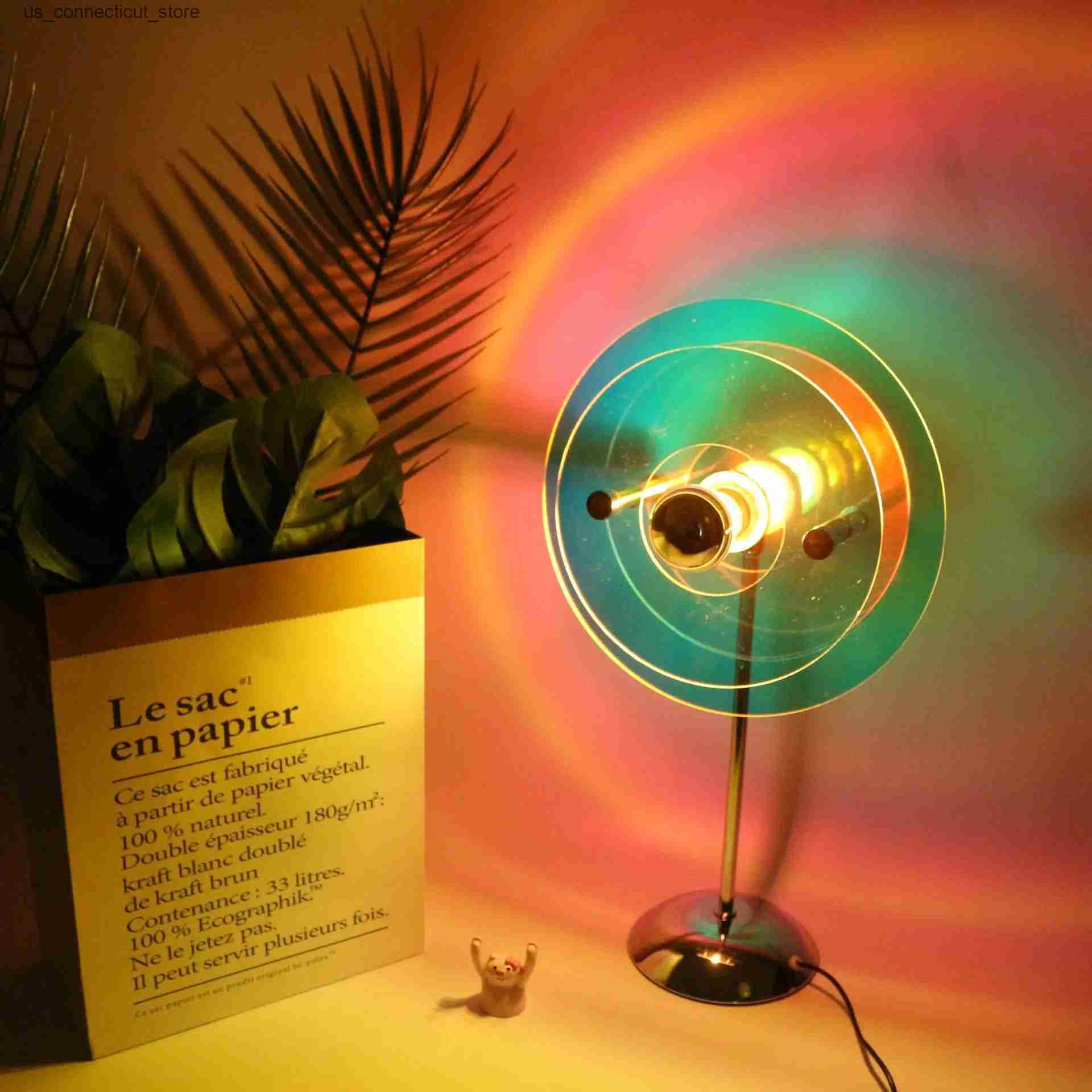 Creative USB-powered Bauhaus-style night light with colorful illumination for bedroom ambiance and romantic decor